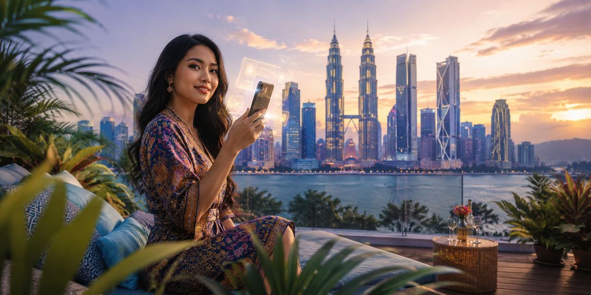Pengguna dewasa menggunakan platform win1win dengan bertanggungjawab bergaya batik Kuala Lumpur