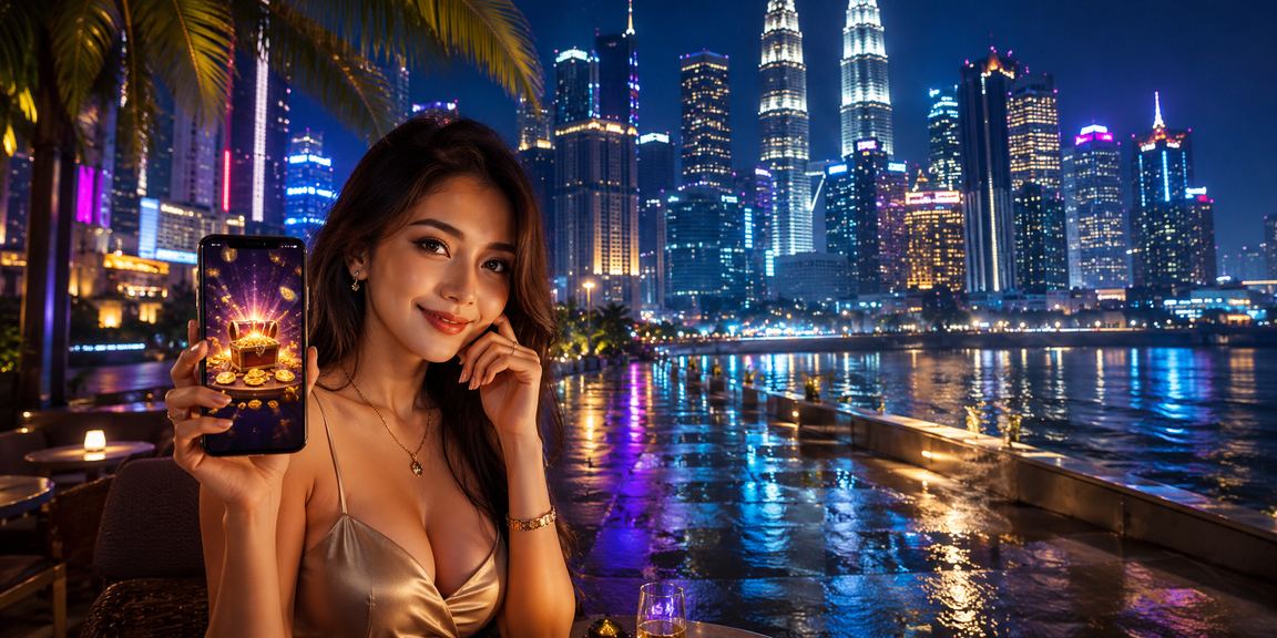 Pengguna menggunakan platform kasino mudah alih win1win bergaya Melayu di Kuala Lumpur