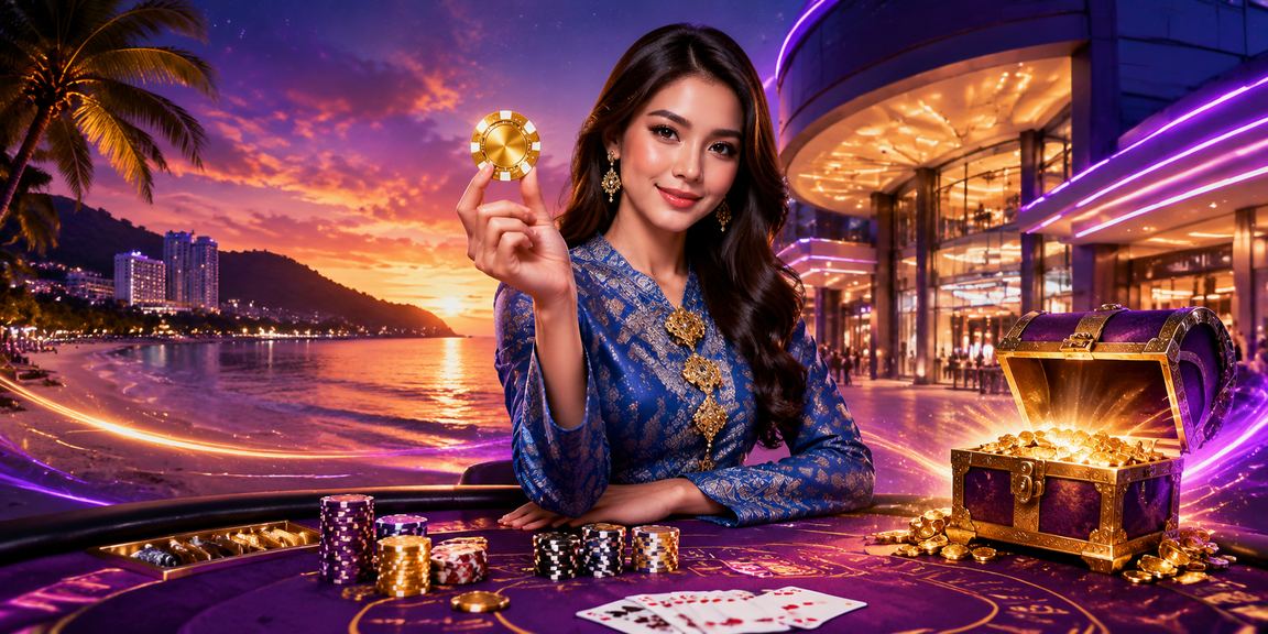 Antara muka permainan Baccarat di win1win dengan tema Malaysia di Pulau Pinang