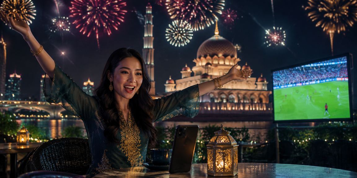 Pengguna mengakses platform pertaruhan bola sepak win1win bergaya Melayu di Putrajaya